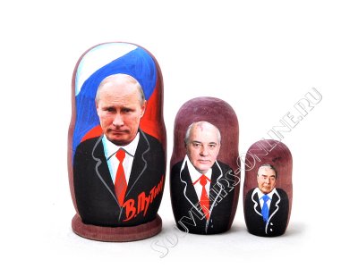 Матрешка Путин 3 места 10 см
