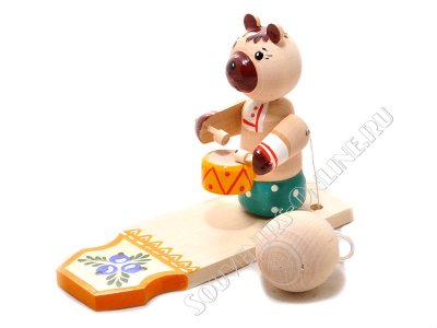 Богородская игрушка Мишка барабанщик