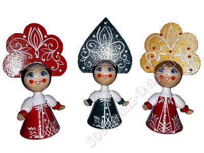 Деревянные куколки в русском стиле разноцветные