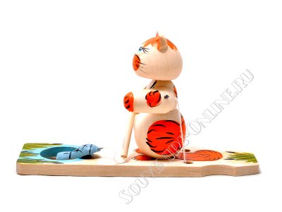 Богородская игрушка кот рыболов. Вид сбоку